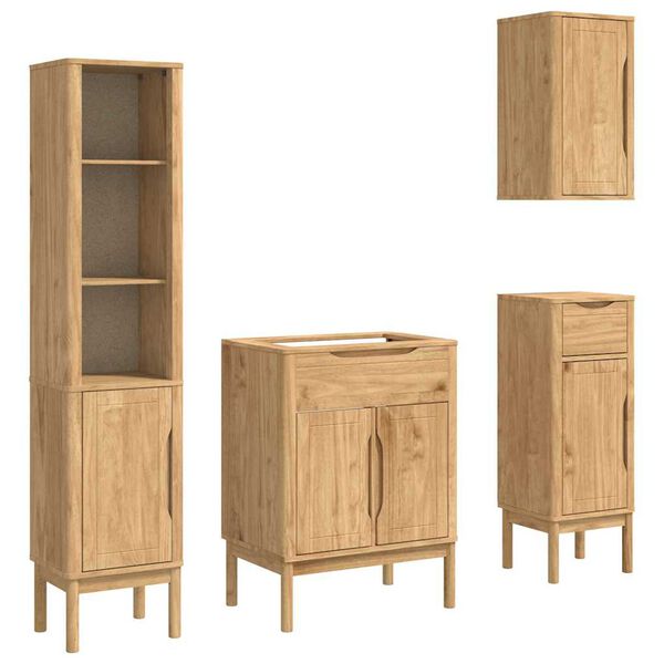 vidaXL Ensemble de mobilier de salle de bain FLORO 4 pcs Cire marron