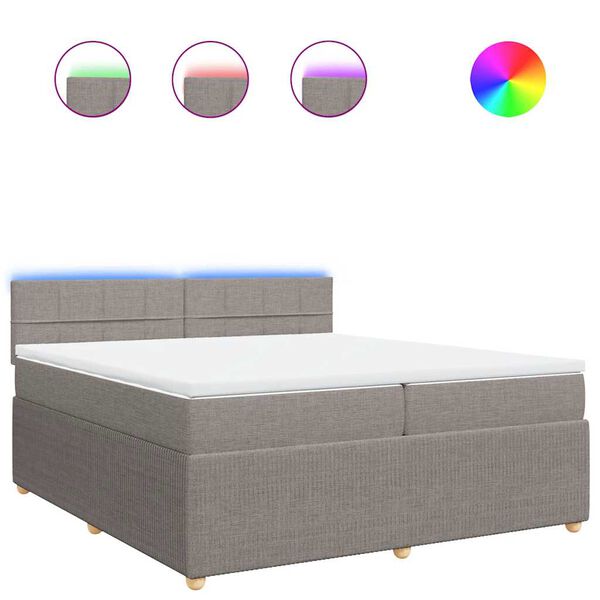 vidaXL Sommier &agrave; lattes de lit avec matelas Taupe 200x200 cm Tissu