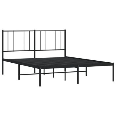 vidaXL Cadre de lit métal sans matelas avec tête de lit noir 150x200cm