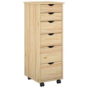 vidaXL Cabinet roulant 34 x 39 x 93,5 cm Bois de Pin Massif Marron