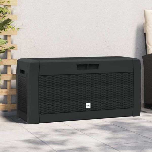 vidaXL Bo&icirc;te de stockage jardin Anthracite 119x48x60 cm Polypropyl&egrave;ne