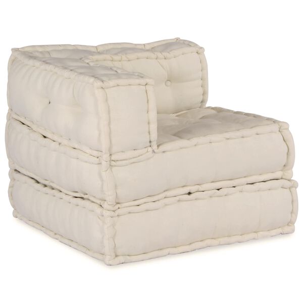 vidaXL Canap&eacute; modulaire 3 pcs Cr&egrave;me tissu