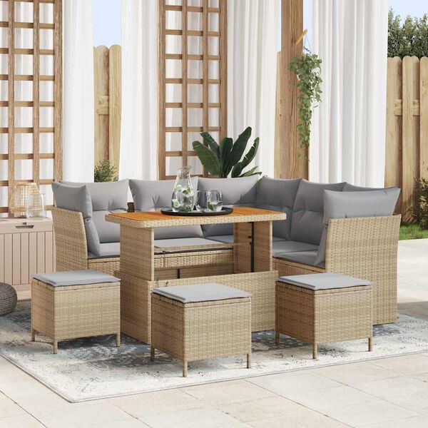 vidaXL Ensemble de canap&eacute; de jardin 9 pcs beige et gris clair