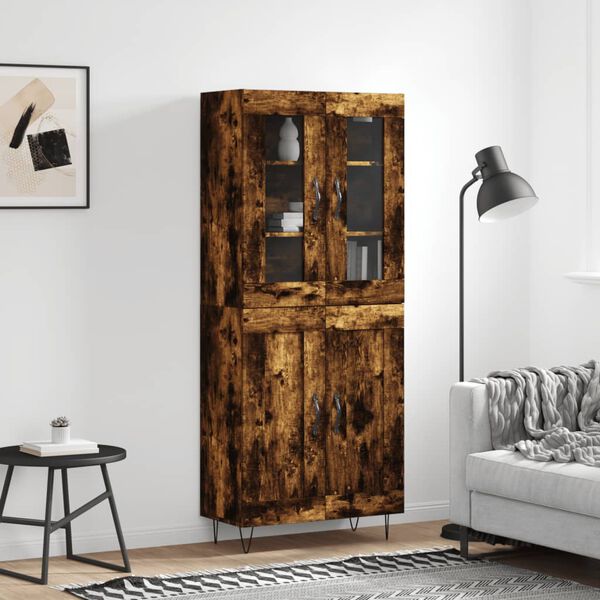 vidaXL Buffet haut Ch&ecirc;ne fum&eacute; 69,5x34x180 cm Bois d'ing&eacute;nierie