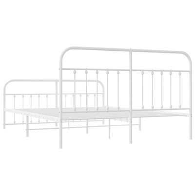 vidaXL Cadre de lit métal sans matelas et pied de lit blanc 183x213 cm