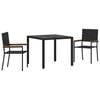 vidaXL Ensemble de salle &agrave; manger pour jardin 3 pcs Noir polyrotin