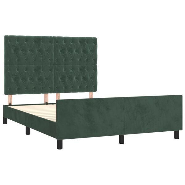 vidaXL Cadre de lit sans matelas vert fonc&eacute; 140x200 cm velours