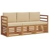 vidaXL Ensembles de canap&eacute;s 3 pc Naturel et Beige Bois d'Acacia Massif