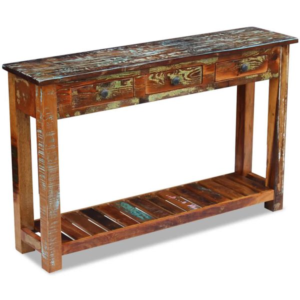 vidaXL Table console Bois de r&eacute;cup&eacute;ration massif 120x30x76 cm