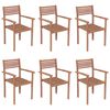 vidaXL Chaises de jardin empilables avec coussins lot de 6 Teck solide