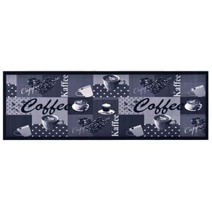vidaXL Tapis de sol de cuisine lavable Bleu caf&eacute; 45x150 cm
