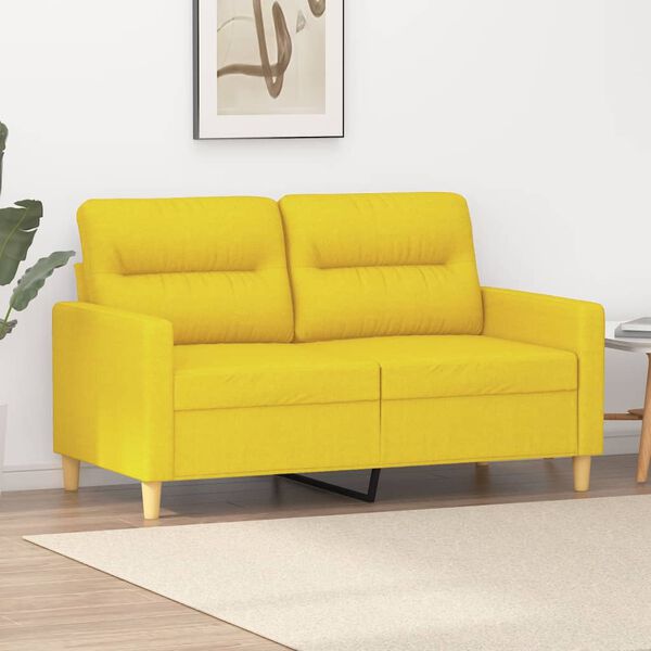 vidaXL Canap&eacute; &agrave; 2 places Jaune clair 120 cm Tissu