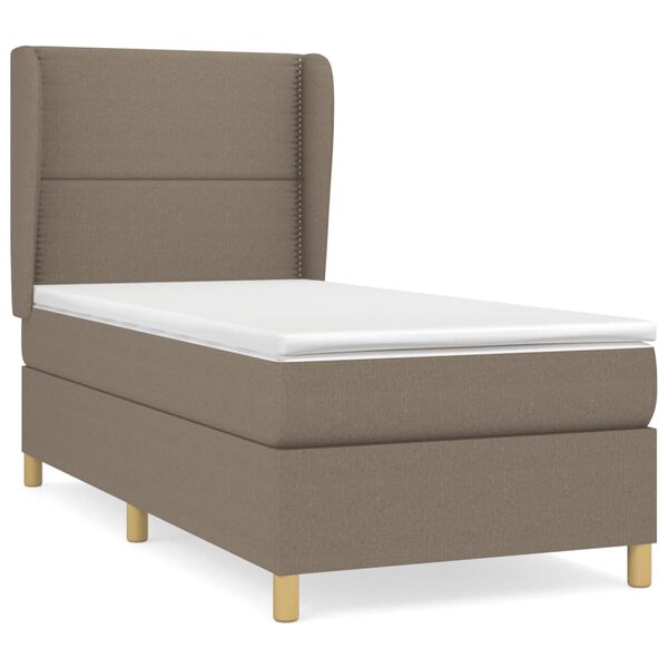 vidaXL Sommier &agrave; lattes de lit avec matelas Taupe 90x200 cm Tissu