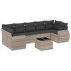 vidaXL Salon de jardin 8 pcs avec coussins gris clair r&eacute;sine tress&eacute;e