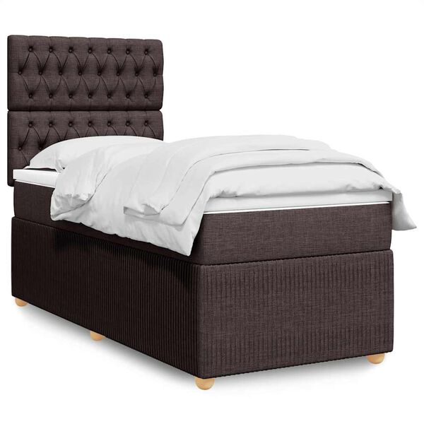 vidaXL Sommier &agrave; lattes de lit avec matelas Marron fonc&eacute; 90x200 cm