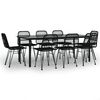 vidaXL Ensemble &agrave; manger de jardin 9 pcs Noir R&eacute;sine tress&eacute;e