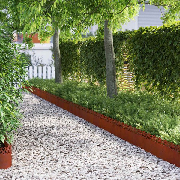 vidaXL Bordures de pelouse 10 pcs Rouill&eacute; 103 x 0,05 x 22 cm