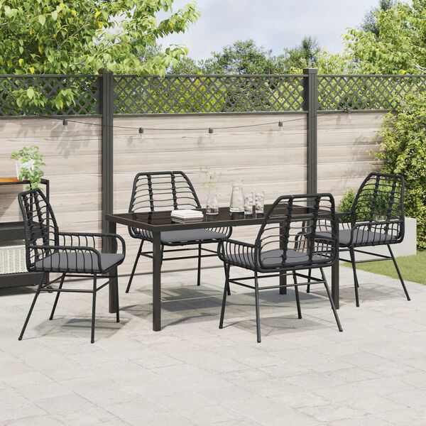 vidaXL Ensemble de salle &agrave; manger pour jardin 5 pcs Noir polyrotin
