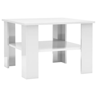 vidaXL Table basse Blanc brillant 60x60x42 cm Bois d’ingénierie
