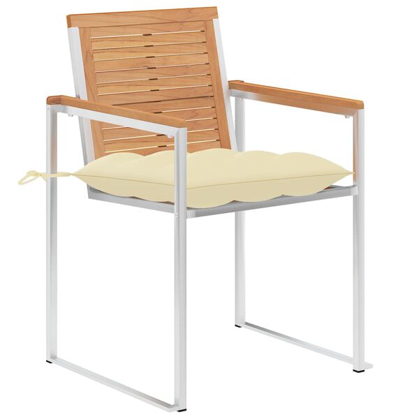 vidaXL Chaises de jardin lot de 4 avec coussins Bois de teck massif