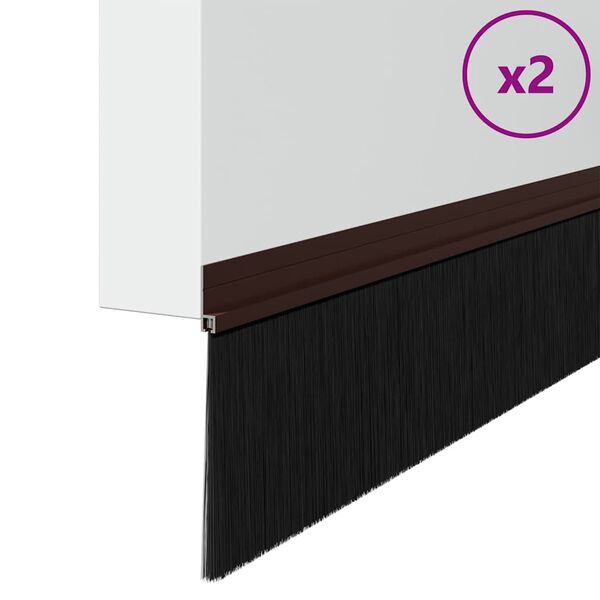vidaXL Brosses de porte adh&eacute;sives 2 pcs Marron 100 cm