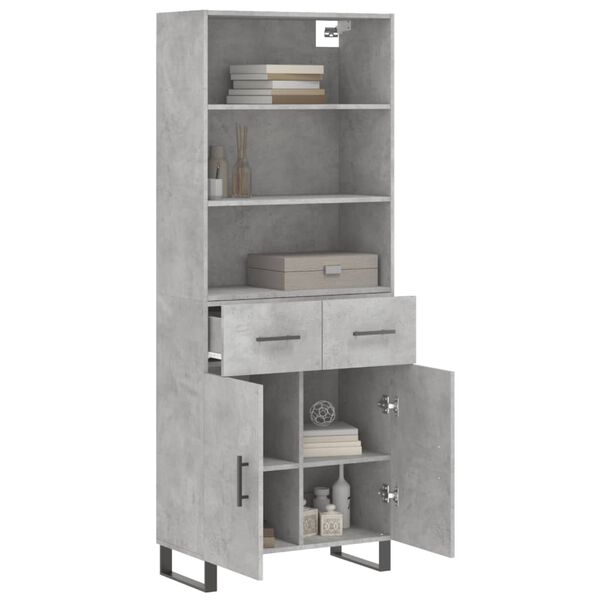 vidaXL Buffet haut Gris b&eacute;ton 69,5x34x180 cm Bois d'ing&eacute;nierie
