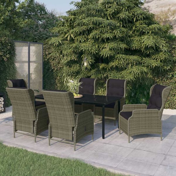 vidaXL Ensemble &agrave; manger de jardin 7 pcs Marron
