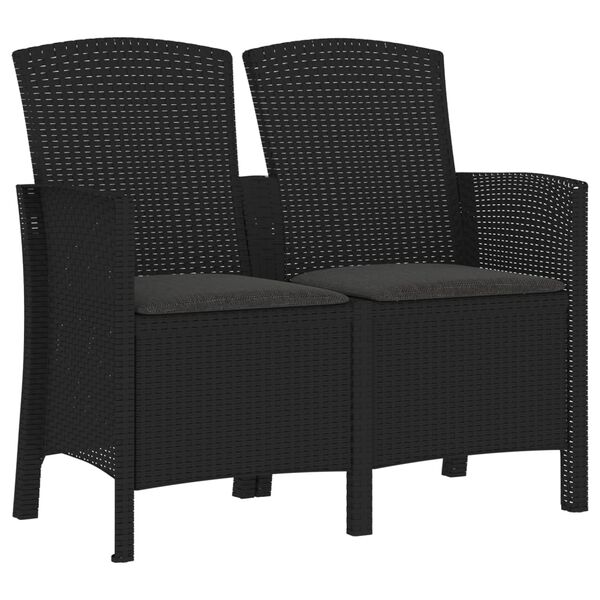 vidaXL Banc de jardin 2 places avec coussins Rotin PP Graphite