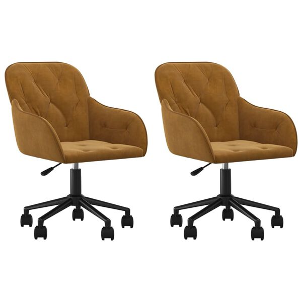 vidaXL Chaises pivotantes &agrave; manger lot de 2 Marron Velours