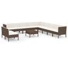 vidaXL Salon de jardin 12 pcs avec coussins R&eacute;sine tress&eacute;e Marron