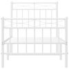 vidaXL Cadre de lit m&eacute;tal sans matelas avec pied de lit blanc 75x190cm