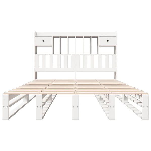 vidaXL Lit biblioth&egrave;que sans matelas blanc 140x190 cm bois pin massif