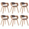 vidaXL Chaises &agrave; manger lot de 6 bois courb&eacute; et tissu taupe