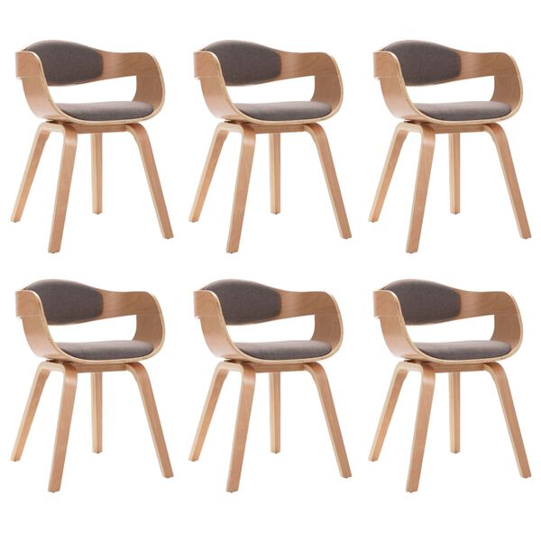 vidaXL Chaises &agrave; manger lot de 6 bois courb&eacute; et tissu taupe