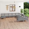 vidaXL Salon de jardin 11 pcs Gris Bois de pin massif