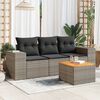 vidaXL Salon de jardin 4 pcs avec coussins gris r&eacute;sine tress&eacute;e