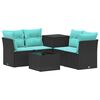 vidaXL Ensemble de Canap&eacute;s 6 pc Noir et Bleu 55 x 55 x 37 cm