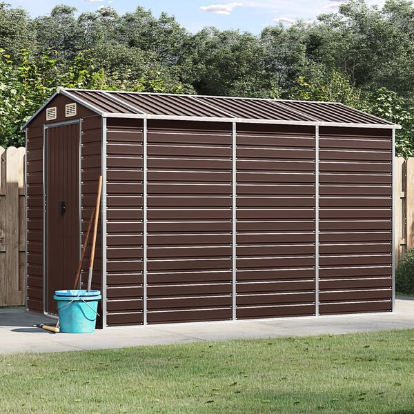 vidaXL Abri de jardin marron 191 x 300 x 198 cm en acier galvanis&eacute;