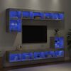 vidaXL Unit&eacute;s murales TV avec LED 8 pcs gris b&eacute;ton bois d'ing&eacute;nierie