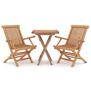 vidaXL Ensemble &agrave; manger de jardin 3 pcs Bois de teck massif