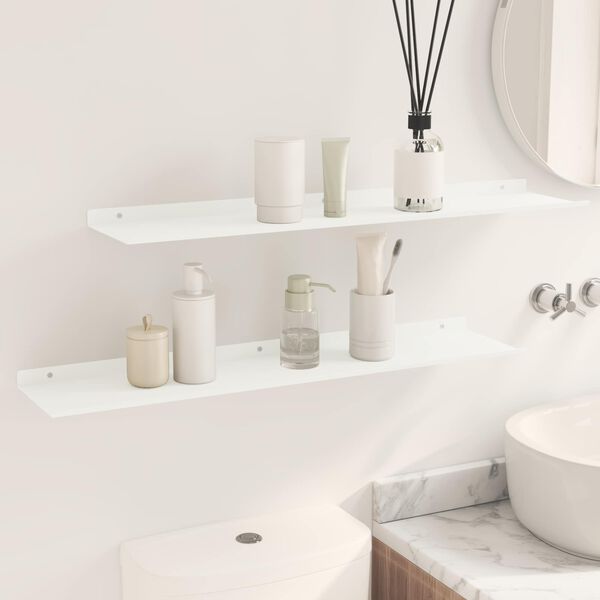 vidaXL &Eacute;tag&egrave;re flottante 2 pcs Blanc 80 x 18 x 2,5 cm Acier