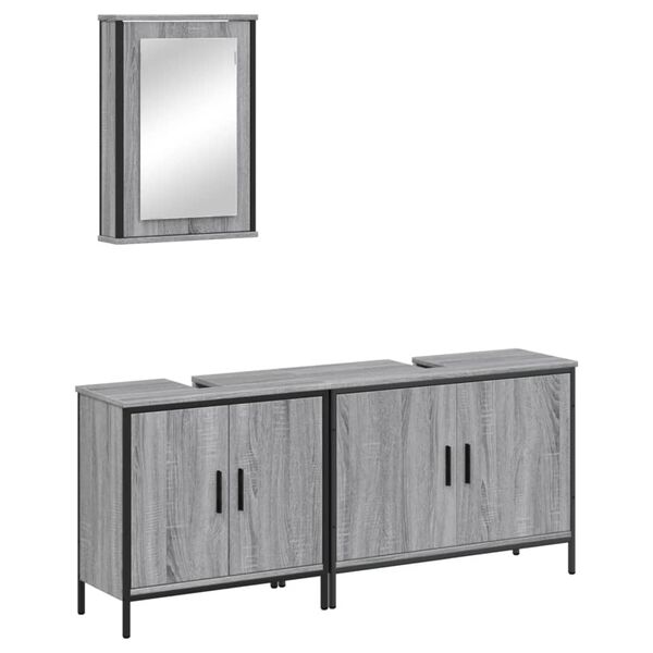 vidaXL Ensemble de meubles de salle de bain 3 pcs Sonoma gris