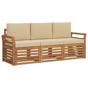 vidaXL Ensembles de canap&eacute;s 3 pc Naturel et Beige Bois d'Acacia Massif