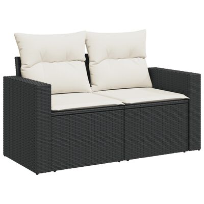 vidaXL Salon de jardin 9 pcs avec coussins noir résine tressée