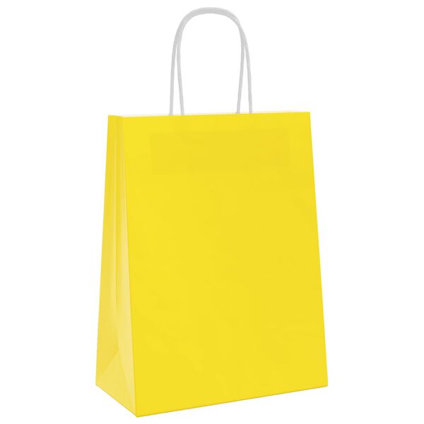 vidaXL Sacs en papier 250 pcs avec poign&eacute;es jaune 21x11x28 cm