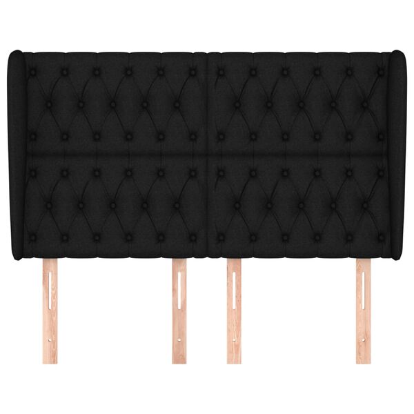 vidaXL T&ecirc;te de lit avec oreilles Noir 147x23x118/128 cm Tissu