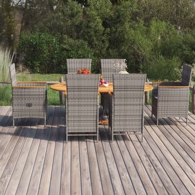 vidaXL Ensemble de salle à manger de jardin 7 pcs Résine tressée Gris