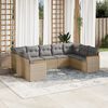 vidaXL Salon de jardin avec coussins 9 pcs beige r&eacute;sine tress&eacute;e
