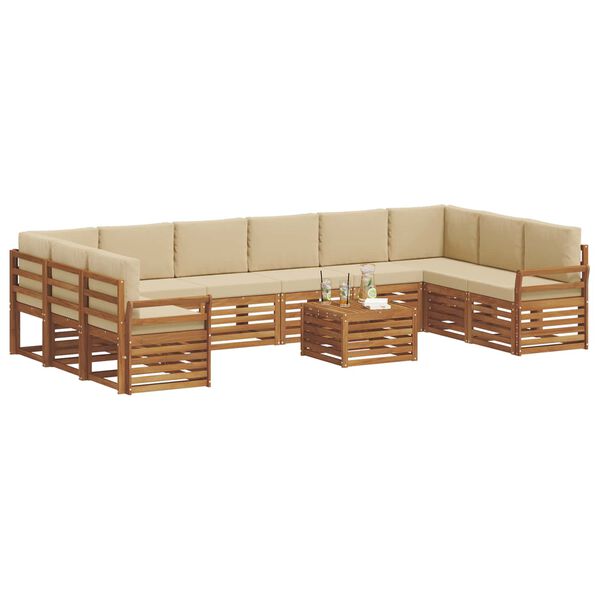 vidaXL Ensemble de canap&eacute; d'angle avec coussin 11 pcs Naturel et Beige