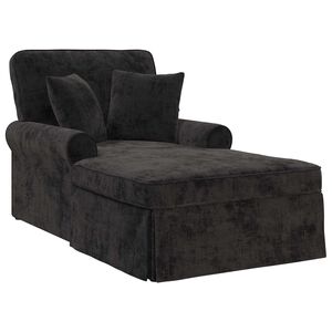 vidaXL Chaise lounge avec jupe avec coussin Noir 157 x 91 x 91 cm ARES